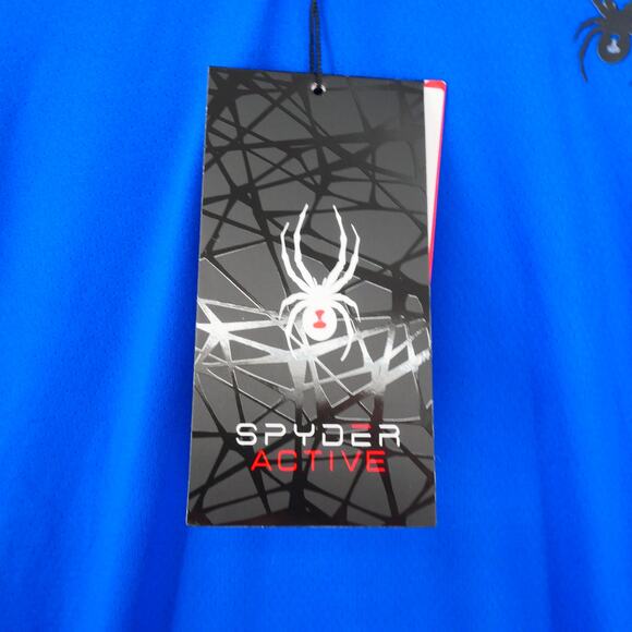 NEW Spyder Active  Men's  Medium Long Sleeve 1/4 Quarter Zip Shirt  Royal Blue - Picture 8 of 13